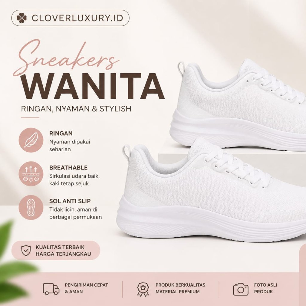 Sneakers Wanita Sport Casual | Sepatu Wanita Ringan Nyaman Breathable Sol Anti Slip Stylish #CNK-265