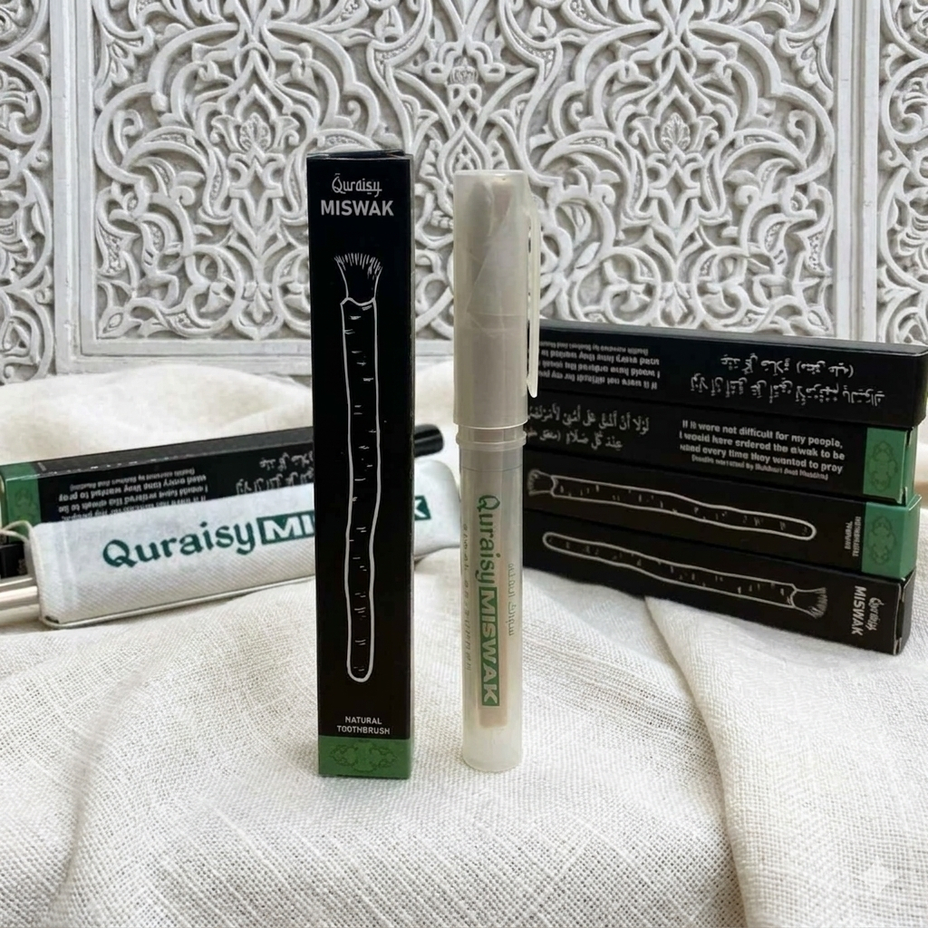 QURAISY MISWAK - Siwak Asli Plus Holder Siwak Muda Sunnah Rosul Natural Toothbrush Kayu Arok