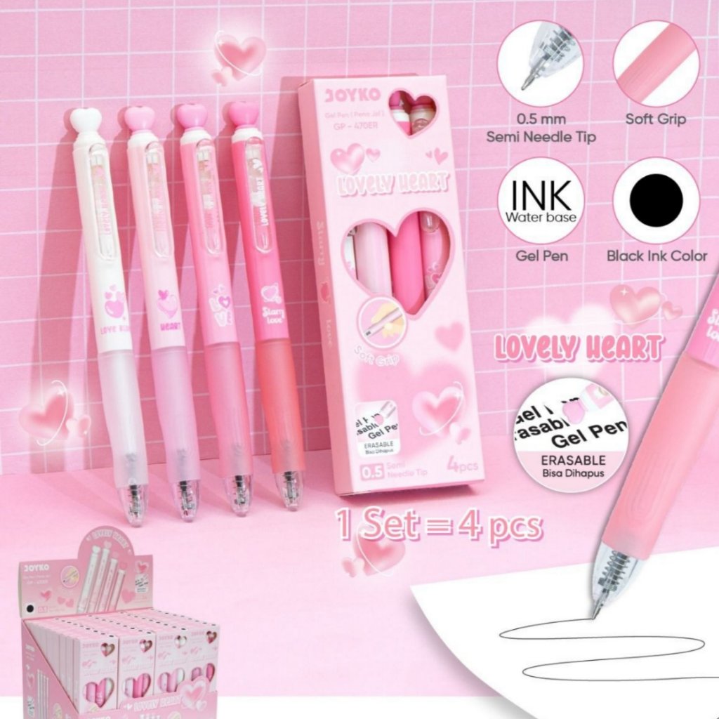Erasable Pen Pulpen Gel Bisa Dihapus 1 Pack GP-470 ER 0.5mm Isi 4  //Pulpen Bisa Hapus