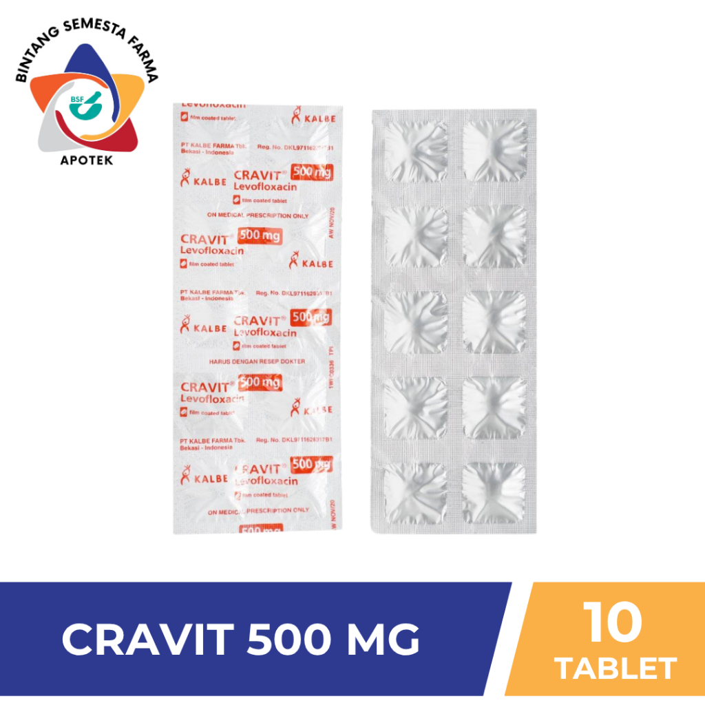 CRAVIT 500 MG 1 STRIP @ 10 TABLET SALUT SELAPUT