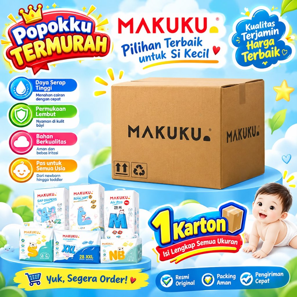 MAKUKU COMFORT FIT, MAKUKU DRYCARE,MAKUKU FIT JUMBO 1 KARTON (POPOKKU TERMURAH)