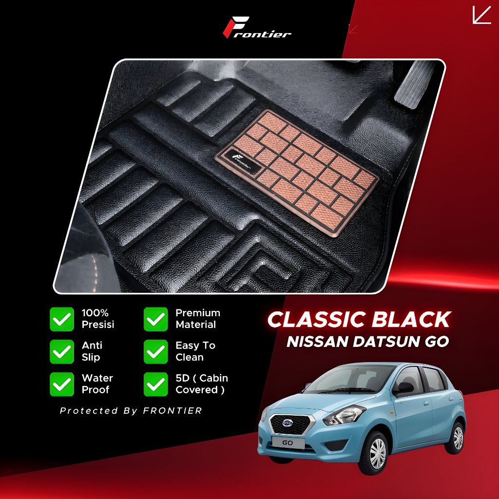 Karpet Mobil 5D Type Classic Black, Untuk Nissan Datsun Go Vintage, Presisi, Anti Air | Frontier
