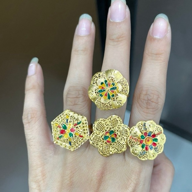 Cincin Adjustable Ala Dubai Ringan Emas Asli Kadar 700 16Karat