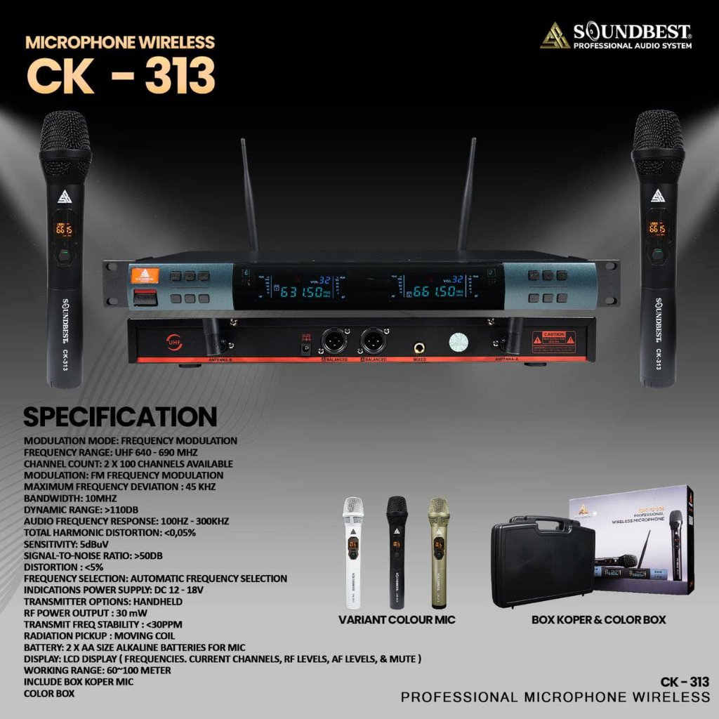 Mic Wireless Soundbest CK 313 CK313 Original Free Koper