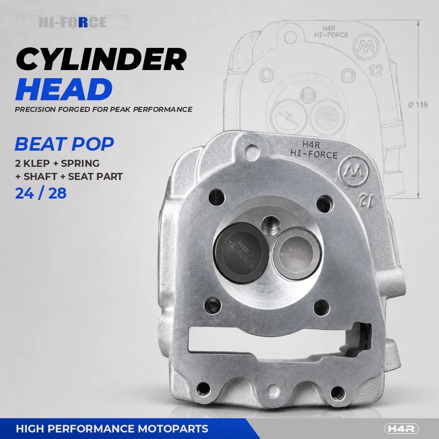 Cylinder Head Blok Head Beat Scoopy ESP POP Vario 110 ESP K44 H4R HI-FORCE Non Porting  24/28
