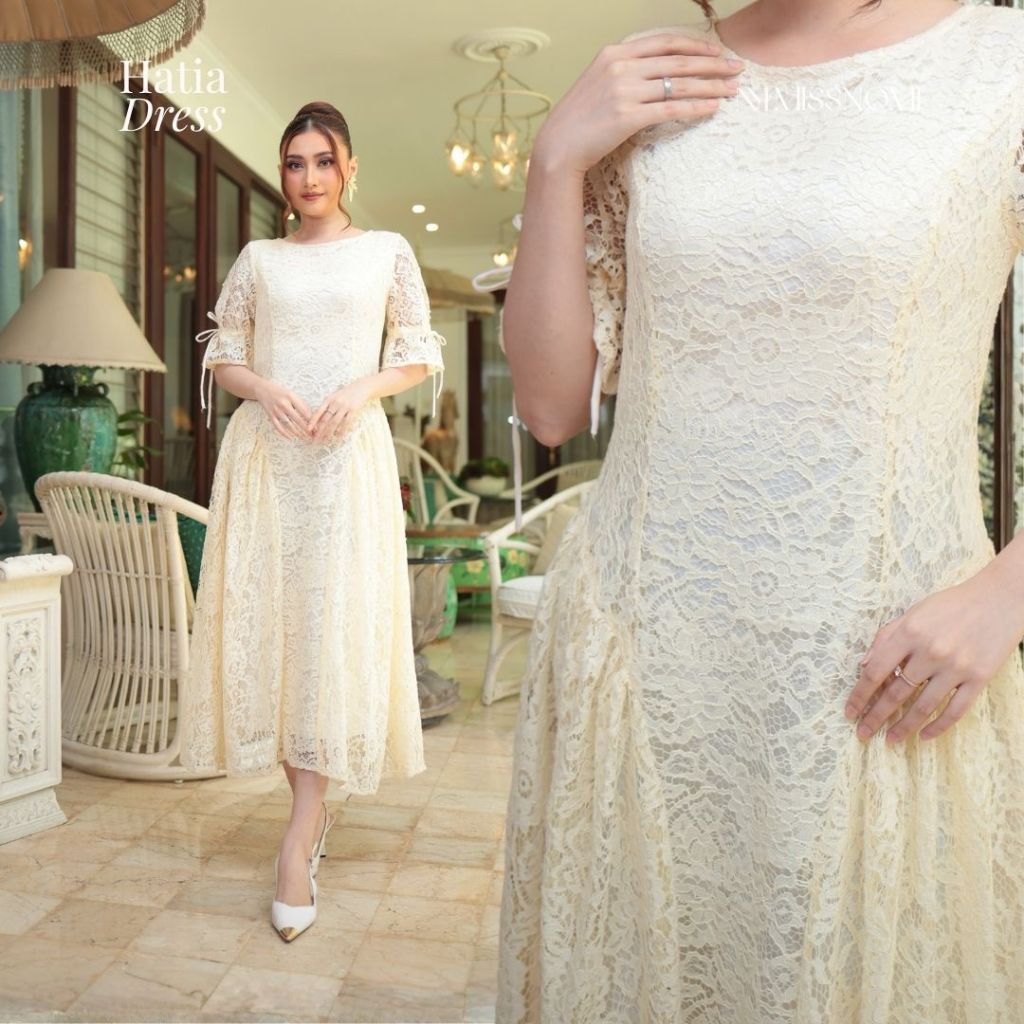 Miss Nomi Hatia Dress Brukat Kondangan Bridesmaid Pesta Bigsize Dress Pakaian Wanita