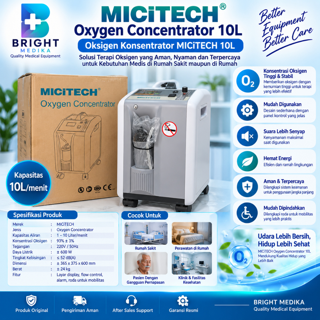 MICiTECH Oxygen Concentrator 10L / Oksigen Konsentrator MICiTECH 10L