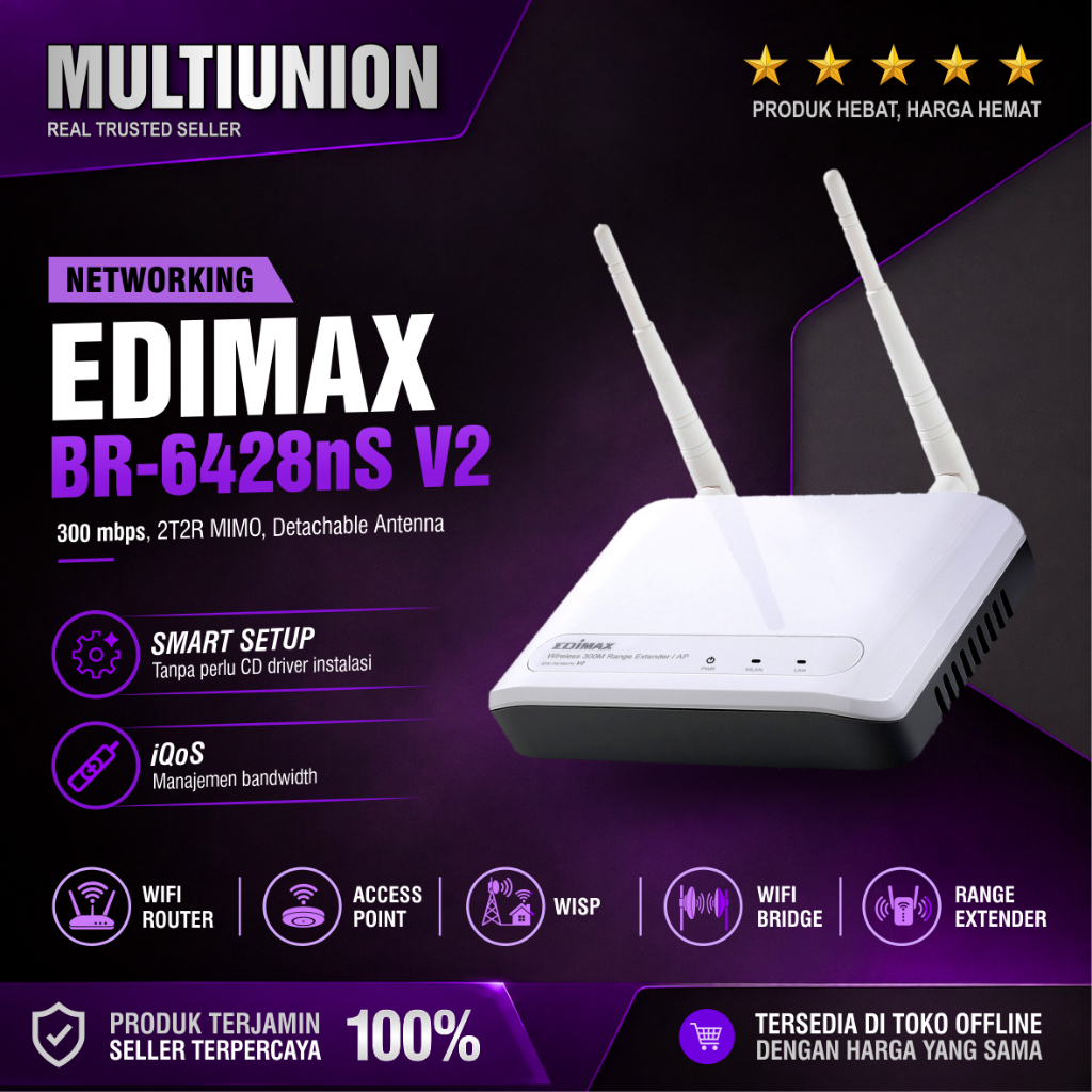 Edimax BR-6428nS V5 5in1 WiFi Router Access Point Repeater Extender 300Mbps