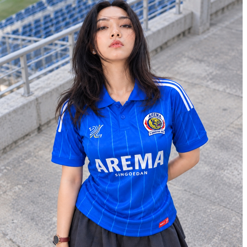 Jersey Fantasi Arema Singo Edan Dryfit Premium Anti UV Biru Full Sublimasi Patch Bordir Free Stiker 