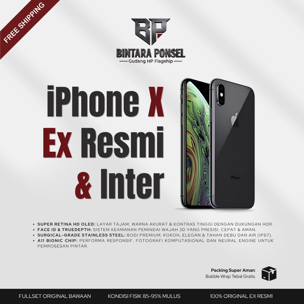 [Bintara Ponsel] Iphone X 64 GB | 256 GB | Fullset Original | Unit Only | Ex Resmi | Ex Inter | Seco