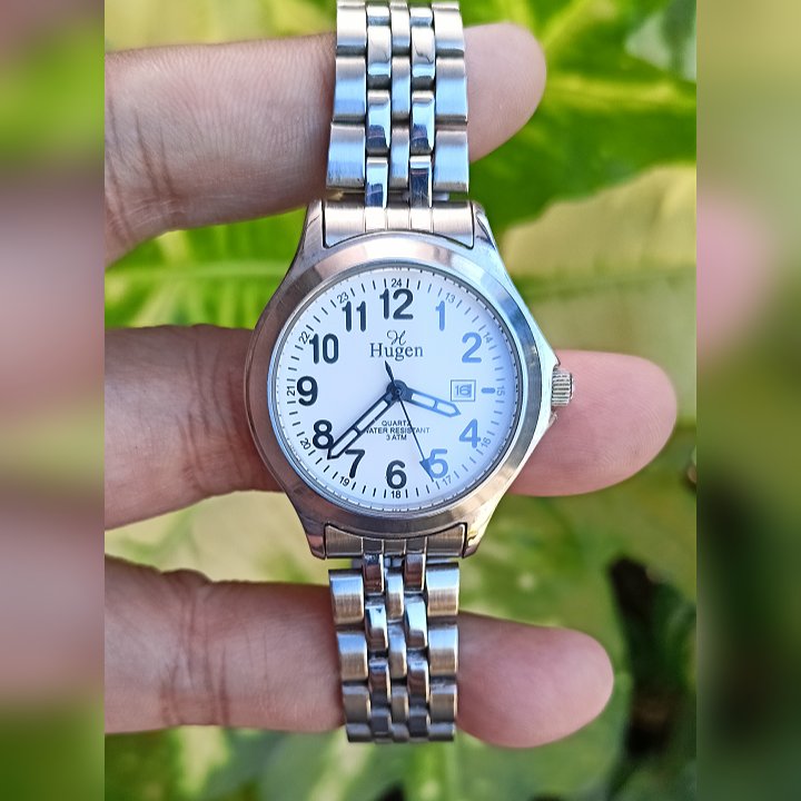 HUGEN 9415 White Silver Watch Original Second | Jam Tangan Wanita Preloved
