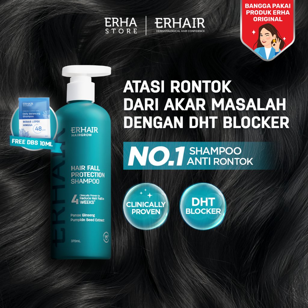 ERHA ERHAIR HairGrow Shampoo 370ml | Panax Ginseng, Pumpkin Seed & DHT Blocker | Shampoo Non SLS unt