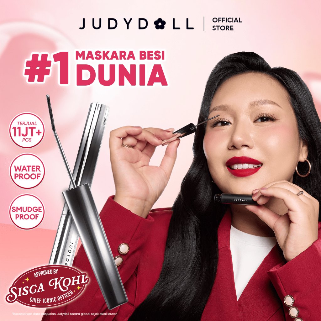 (BEST SELLER) Judydoll Fine Curling Iron Mascara - Maskara Besi Waterproof Smudgeproof Sweatproof Anti Gumpal Anti Clumpy Hasil Natural Longlasting Tahan Lama 12 Jam Lengthening Bulu Mata Lentik Douyin Makeup