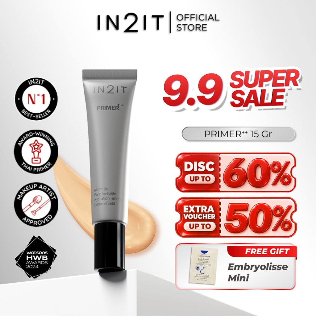 IN2IT Primer++ 15gr | Primer Wajah Pore Blur Oil Control | Makeup Base Blur Pori untuk Kulit Berminy