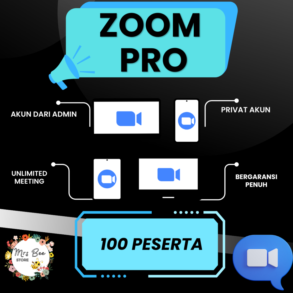Akun Zoom Pro 100 Peserta Unlimited Meeting Full Garansi