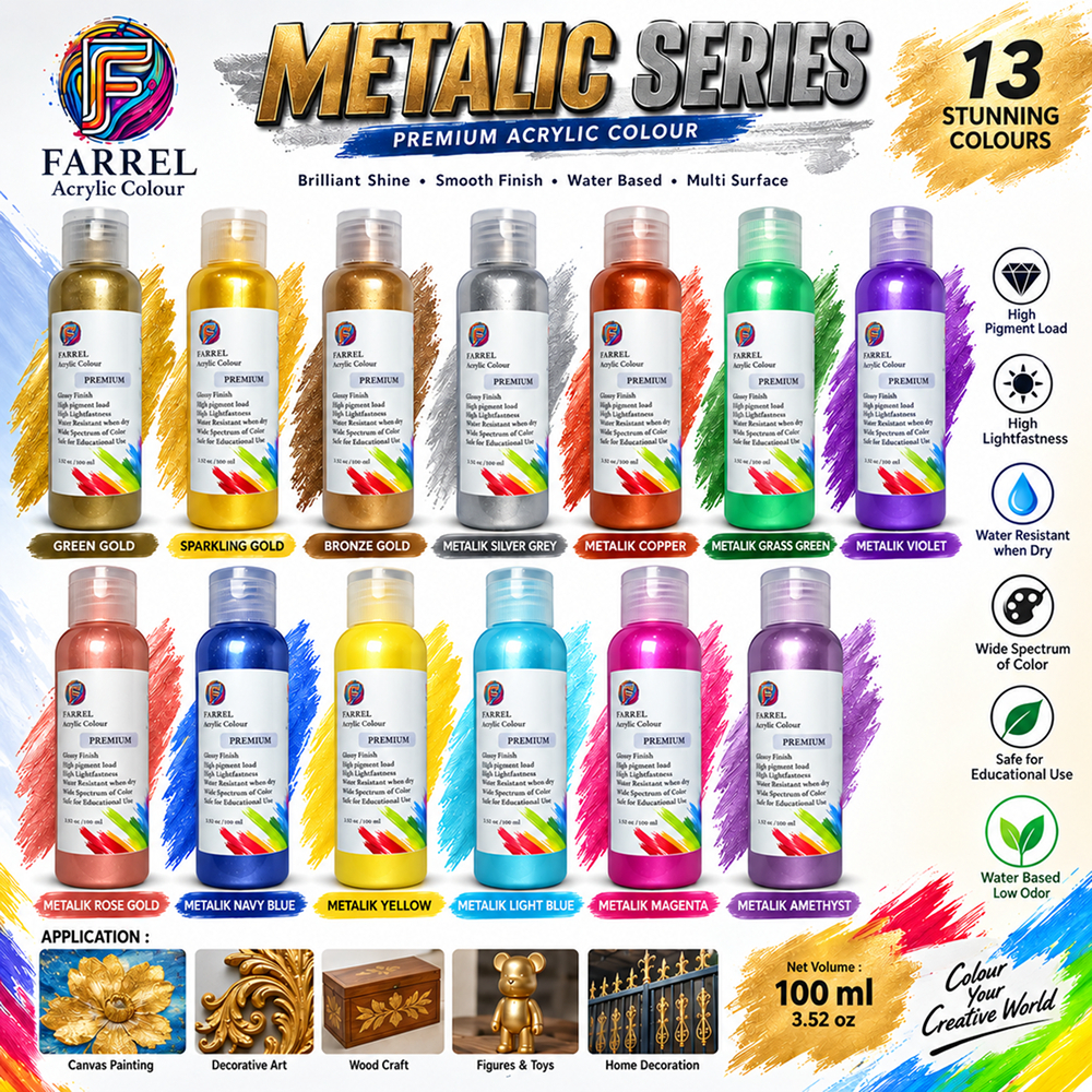 Cat Metalik Emas Bronze gold / Green gold / Gold Rose Gold/ Akrilik / Lukis / Kanvas / Mural  100ml 