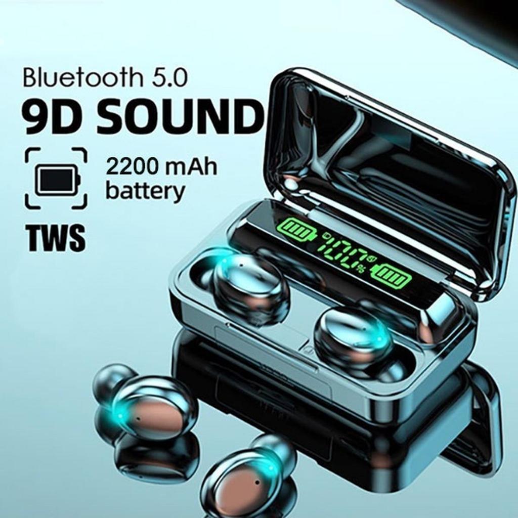 KPW HEADSET BLUETOOTH TWS F9 + POWERBANK LED TRUE WIRELESS EARPHONE - TWS F9