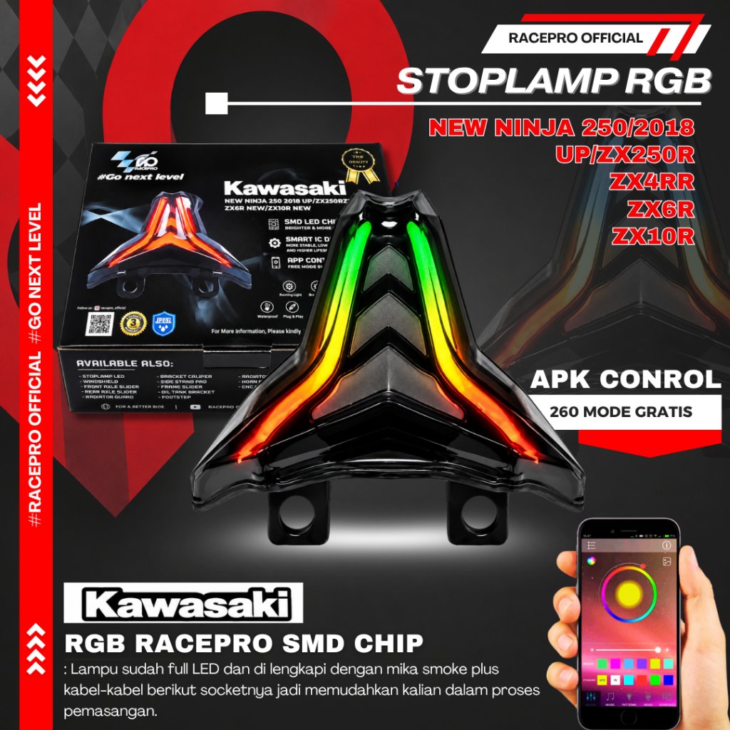 STOPLAMP 3IN1 ZX25R NEW NINJA 2018 UP ZX10R ZX4RR ZX6R STOPLAMP RACEPRO FOR KAWASAKI NINJA