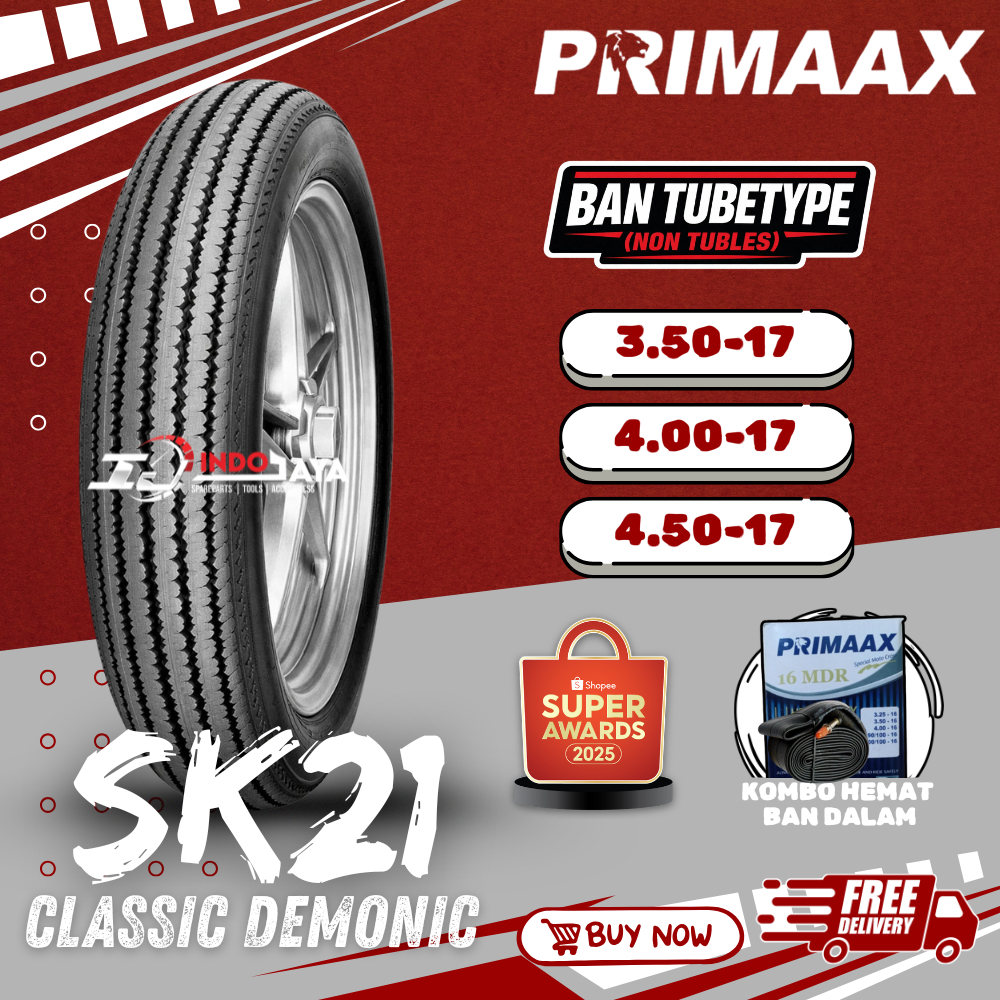 [READY COD] BAN PRIMAAX TUBETYPE (NON TUBLES) SK21 ( 3.50-17 / 4.00-17 / 4.50-17 ) BAN LUAR PRIMAXX 