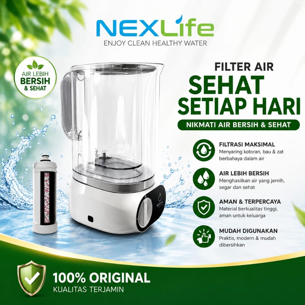 Nexlife Alkaline Water Filter Klink Alat Pemurni Air Menjadi Alkali & Penuh Mineral