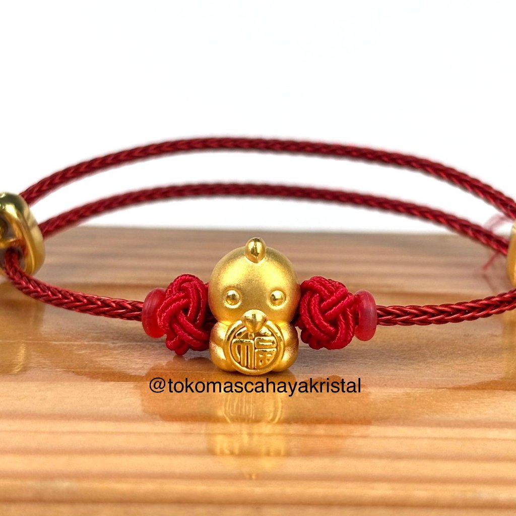 Gelang Tali Emas Charm Ayam Fu 24k - Gold Charm Bracelet