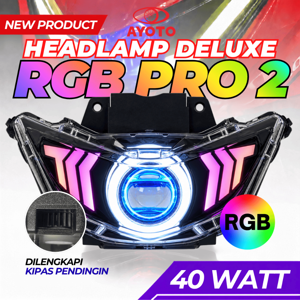 HEADLAMP BEAT DELUXE GEN 1 2020–2023 AYOTO BILED 40W FULL SET DEMON EYES PLUG AND PLAY SEIN STOPLAMP