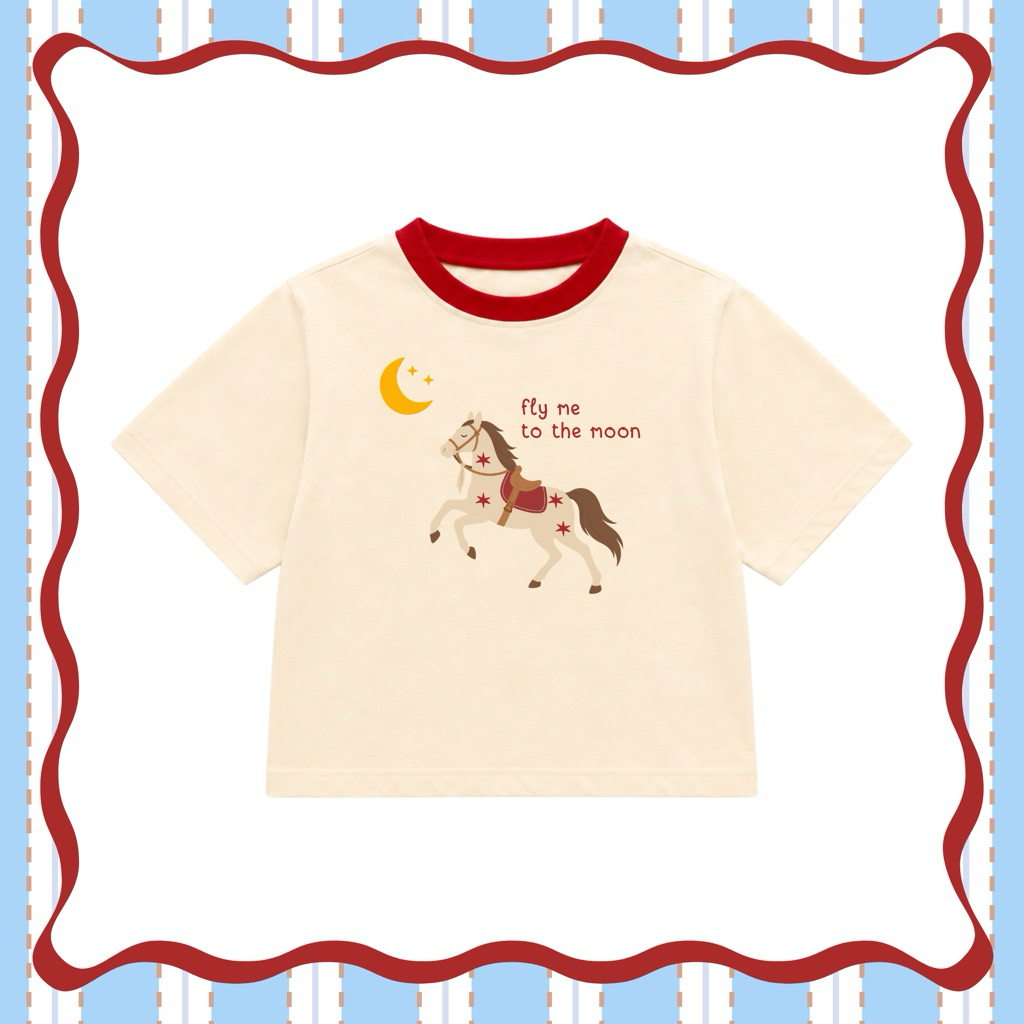 HOLALA kaos boxy anak lengan pendek aesthetic unisex cotton combed  premium for toodler whimsy style
