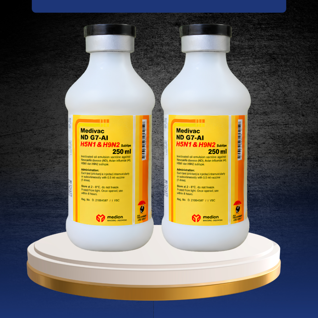 VAKSIN MEDIVAC ND G7 AI T H5N1 & H9N2 250 ML - Vaksin Ayam Dosis 500 Ekor Mencegah Tetelo.