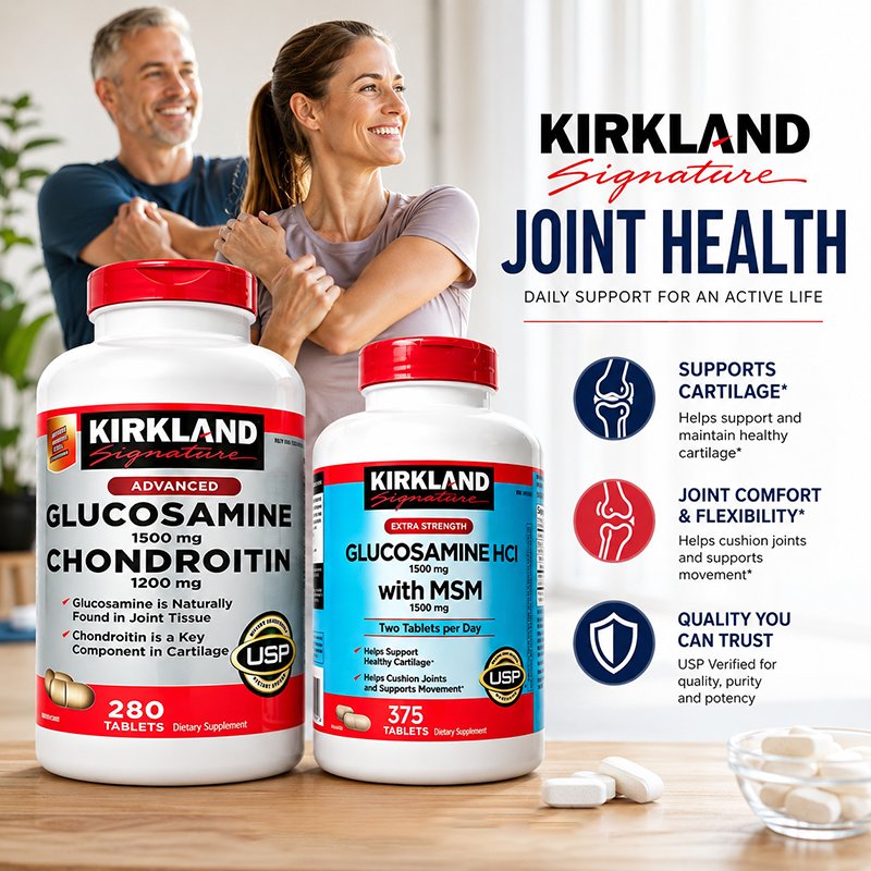 Kírkland Extra Strength Glucosamine HCI 1500mg With MSM 375 tablets Glukosamine Vitamin Sendi