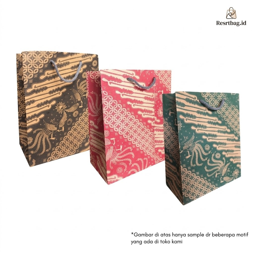 Paperbag R6 Motif Batik Ukuran 20x11x25cm Tas Kertas Elegan Sovenir Gift Bag