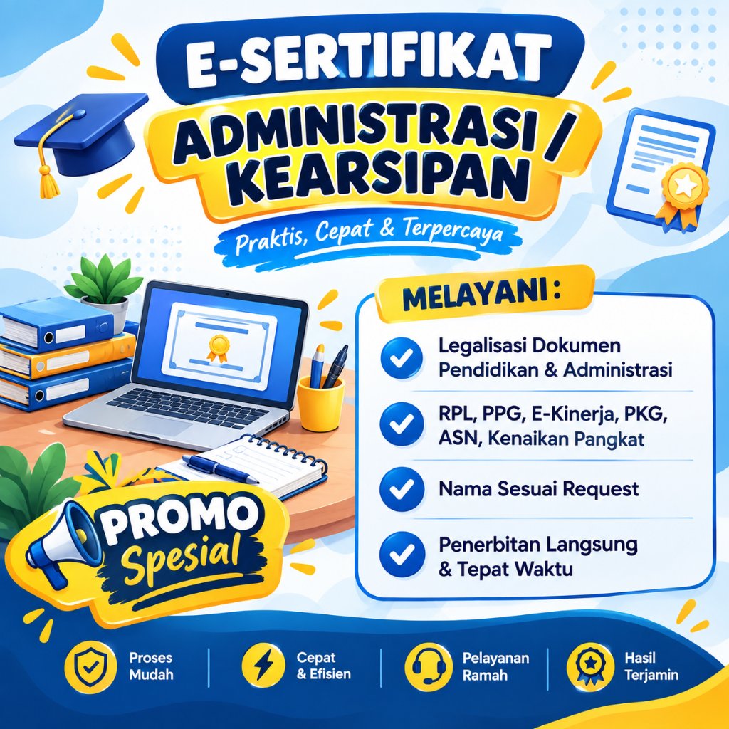 Jasa E-Sertifikat Administrasi & Kearsipan | Sertifikat Webinar
