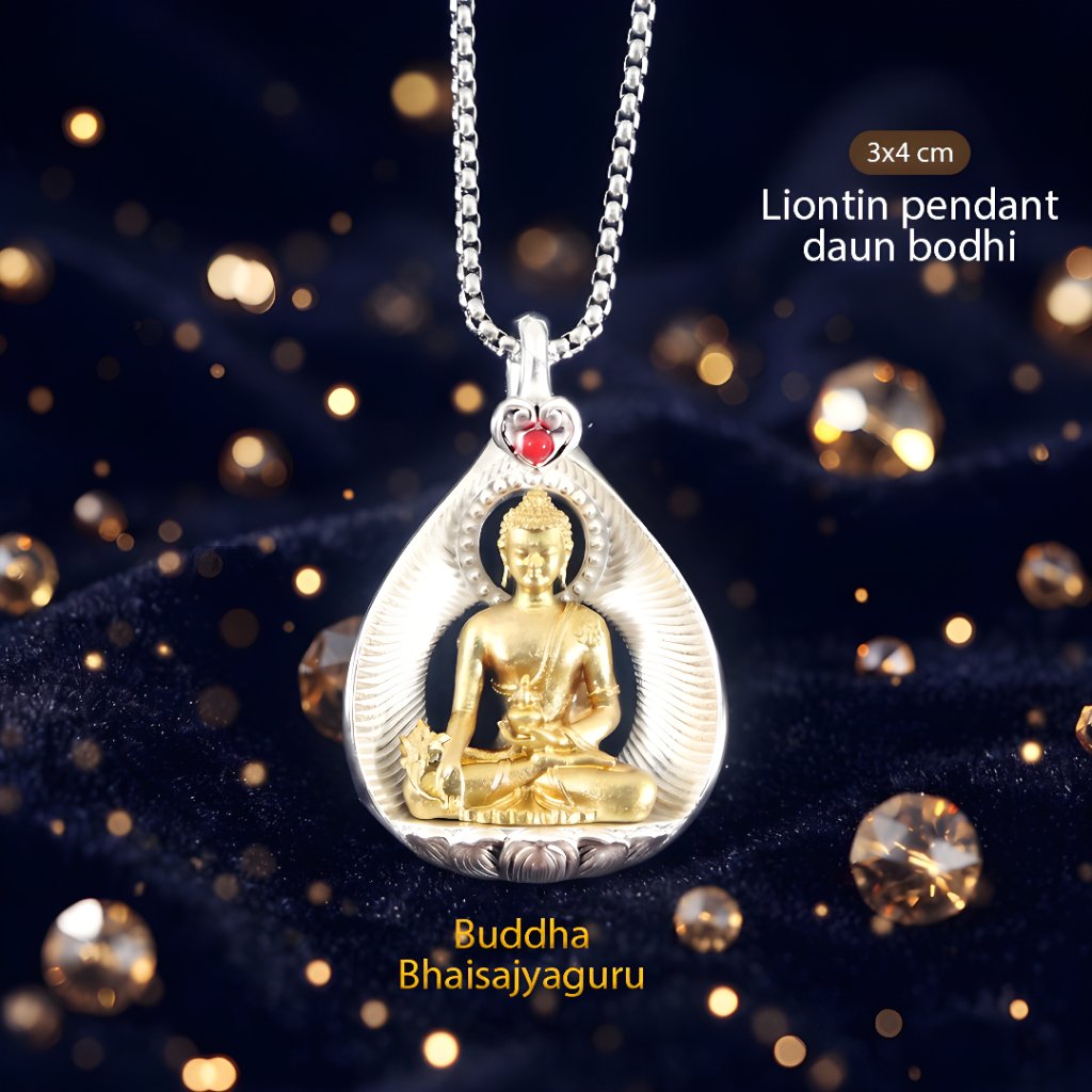 Liontin Kalung Pendant Daun Bodhi Buddha Bhaisajyaguru 3x4 cm