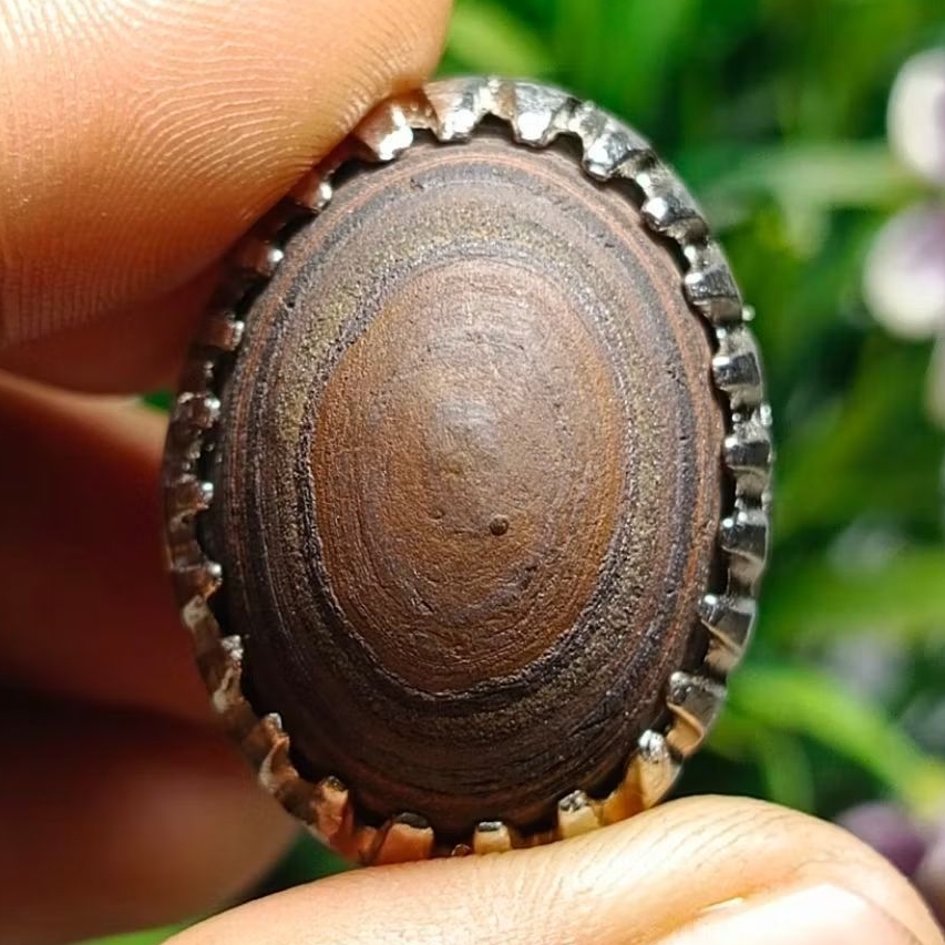 Cincin Batu Akik Badar Besi Meksiko Puser Bumi Nempel Magnet