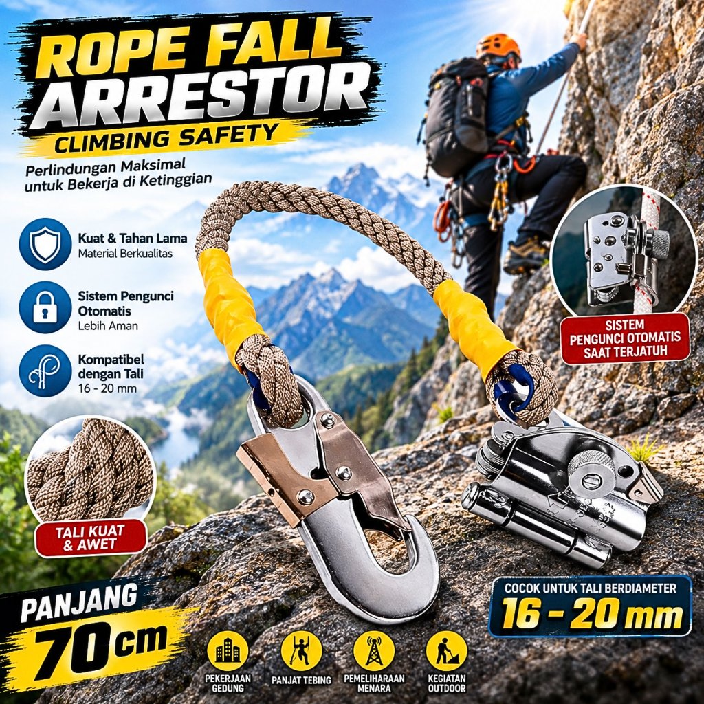 Rope Grab Climbing Tali Panjat Gedung Tiang Listrik Positioning Lanyard Rope Grab Fall Arrester