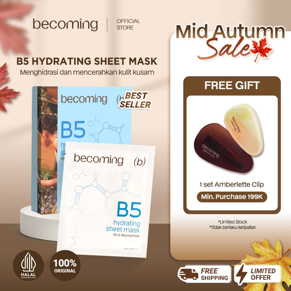 [HOT SELLING] becoming B5 Hydrating Sheet Mask 25ml with Panthenol | Masker Wajah | Cairan Essence F