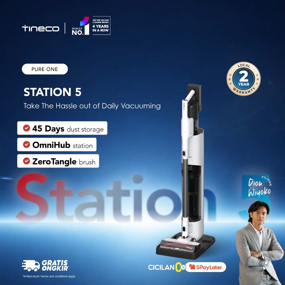 Tineco Pure ONE Station 5 Vacuum Cleaner - Penyedot Debu Tegak, Tongkat, Genggam