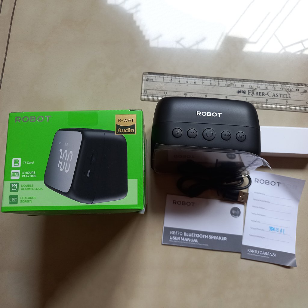 Robot Bluetooth Robot RB170 Resmi/Speaker Jam digital/ Cermin/ Alarm