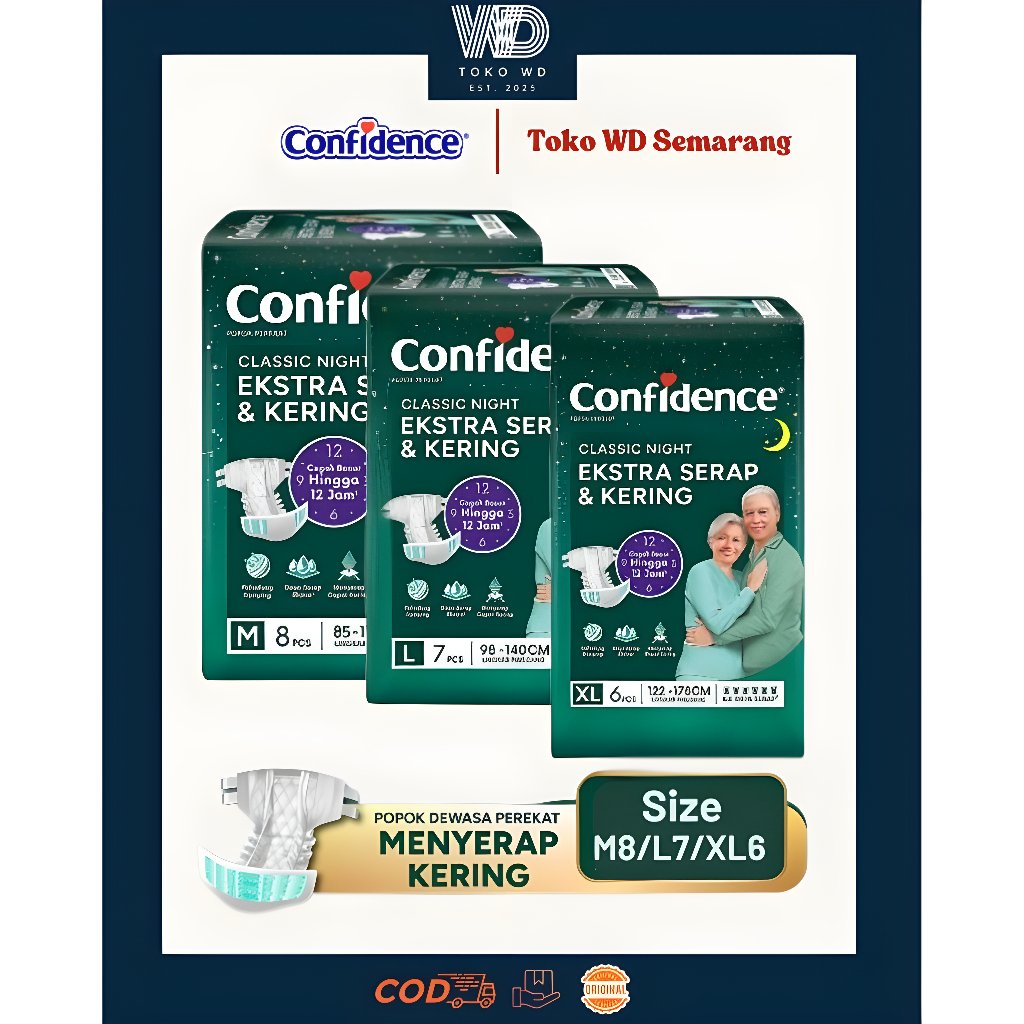 CONFIDENCE CLASSIC NIGHT POPOK DEWASA PEREKAT - UKURAN M8, L7, XL6