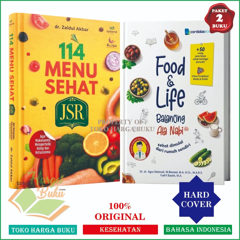 Paket 2 Buku 114 Menu Sehat JSR dan Food and Life Balancing ala Nabi Rasulullah ORIGINAL Full Color