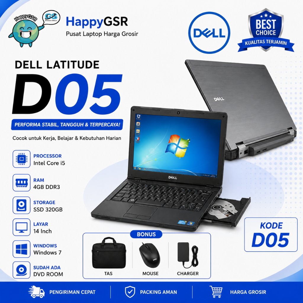 Laptop Dell Latitude D05 Intel Core i5 | RAM 4GB | HDD 320GB | Windows 7/10| Dell Latitude E6410/Lap