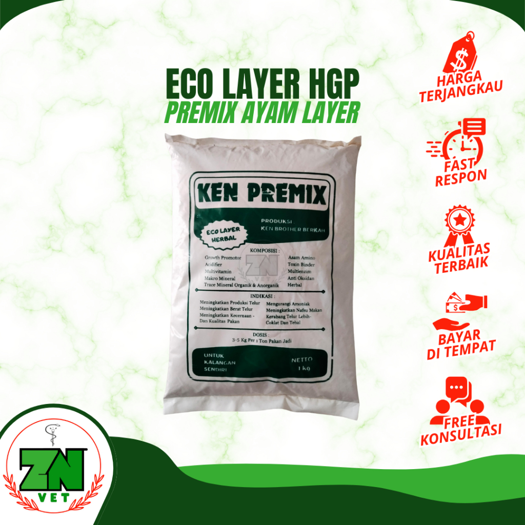 Ken Premix Eco Layer Herbal - Premix Ayam Petelur untuk Meningkatkan Produksi Telur Ayam
