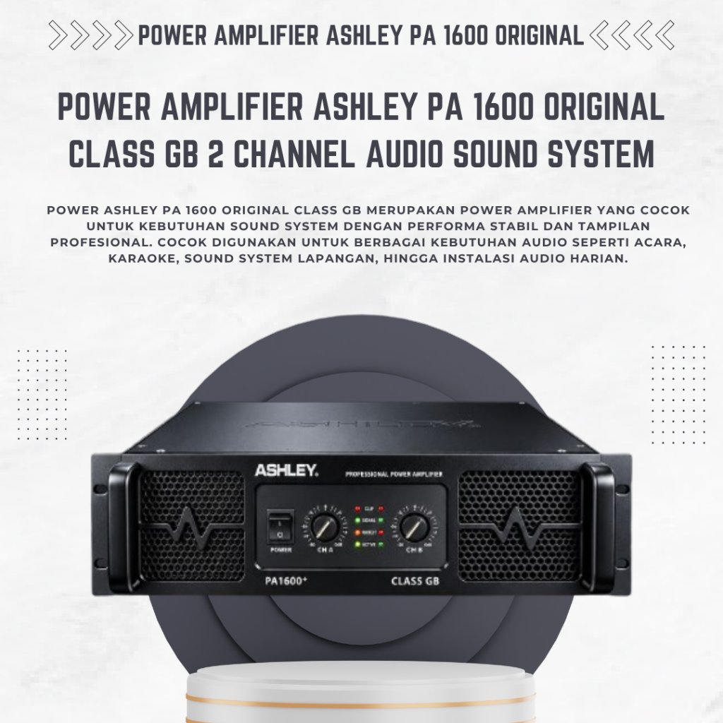 Power Amplifier Ashley PA 1600 Original Class GB 2 Channel Audio Sound System