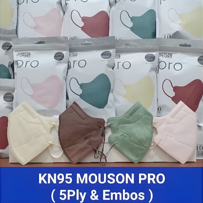 Masker KN95 MOUSON PRO Hitam Putih Warna isi 10pcs / pack Emboss Mouson Original KN 95