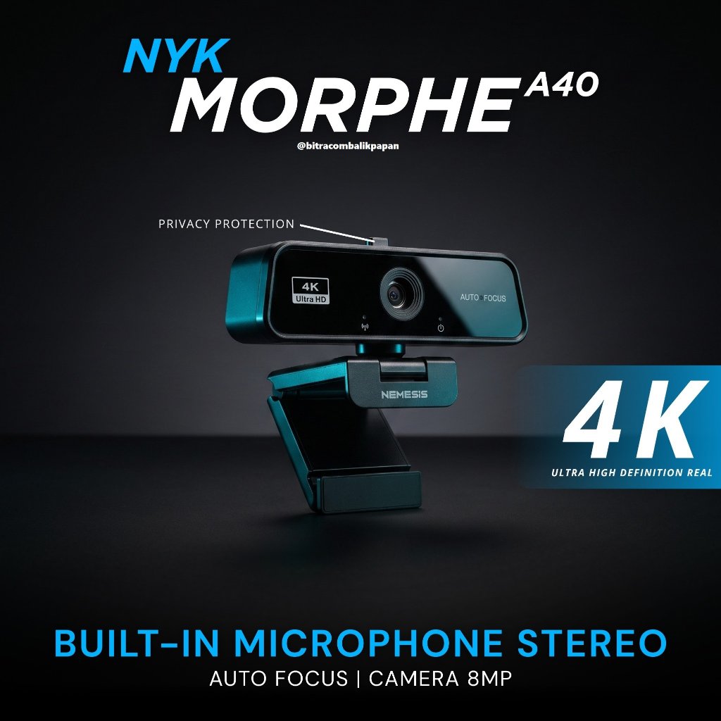 Webcam NYK - A40 - Morphe - Webcam External 4K UHD 30FPS Resolution