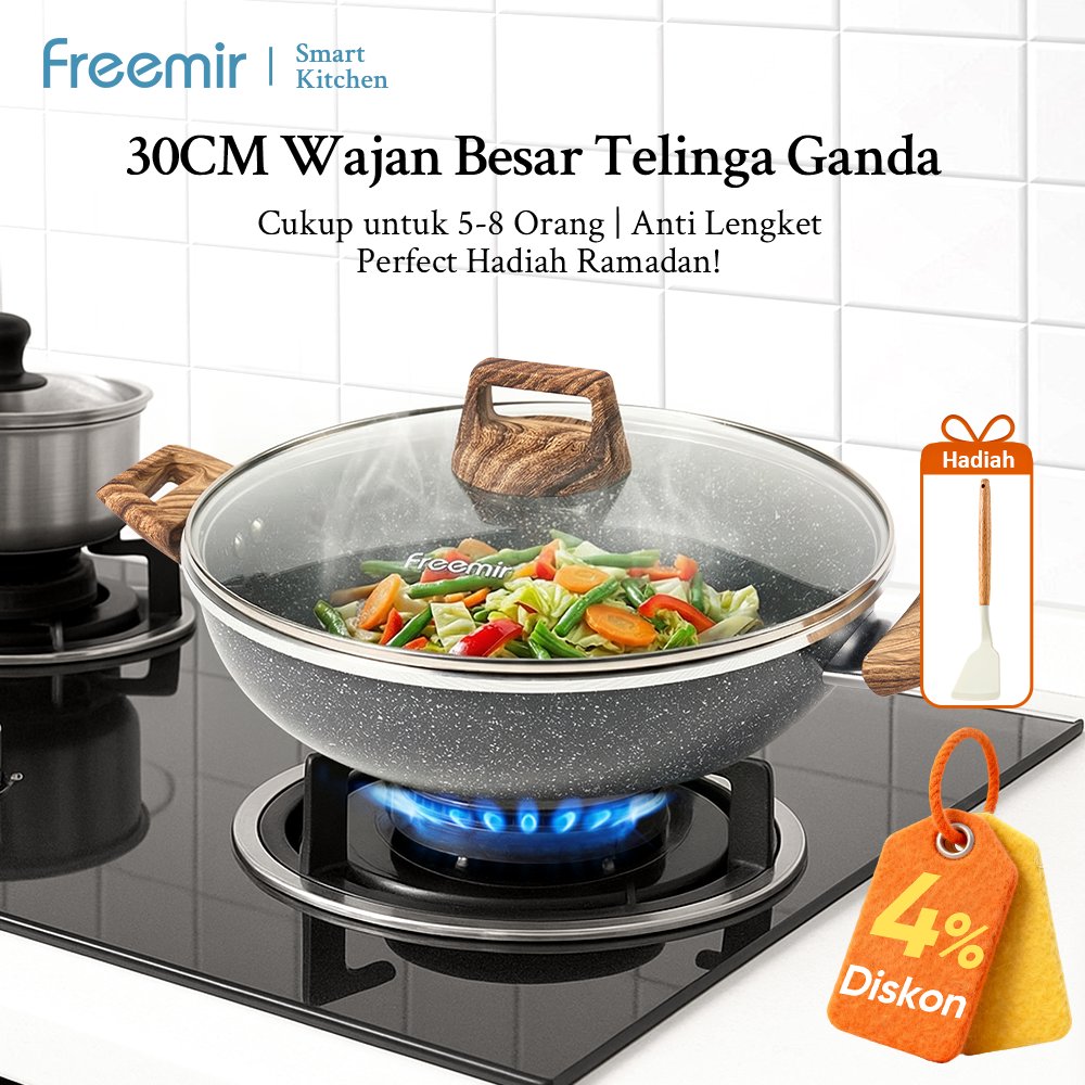 freemir Wajan Anti Lengket Serbaguna | Wok Pan Untuk Goreng Tumis Rebus Masakan Harian Tersedia 20CM