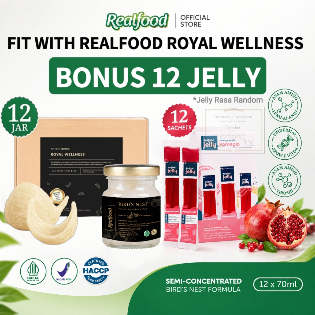 Realfood Royal Wellness 12 Botol Bonus Jelly ( Bird Nest Indonesia Minuman Sarang Burung Walet ) Bpo