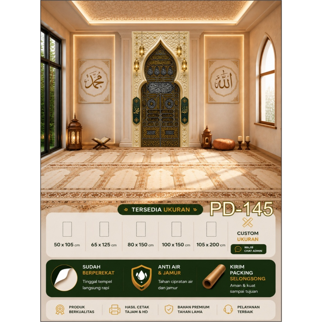 TERLENGKAP Wallpaper Custom 3D Tema Mihrab Masjid ,Wallsticker 3D Motif Mihrab Islami Murah