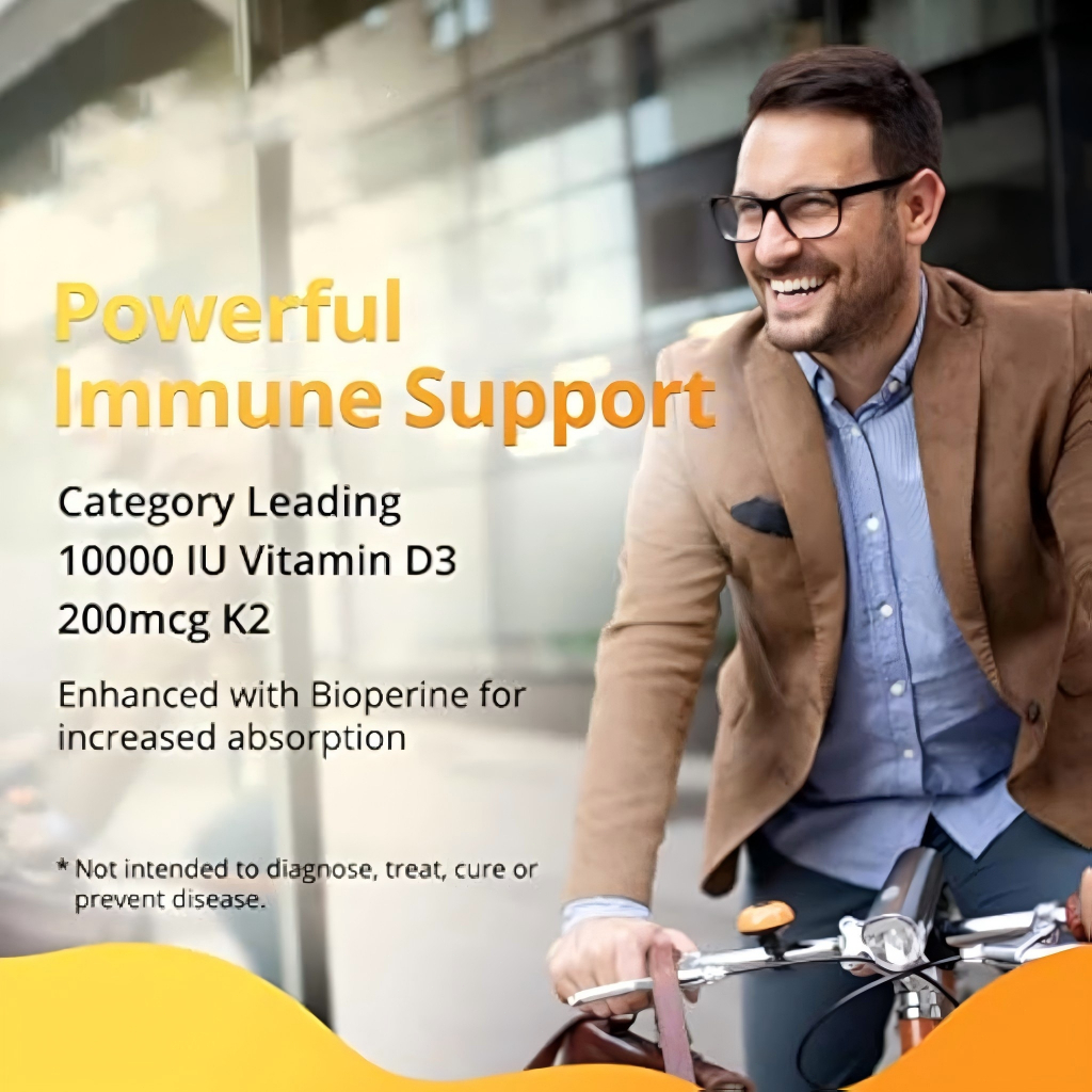 Vitamin D3 K2 10000 IU(250mcg) D3 + 200mcg K2