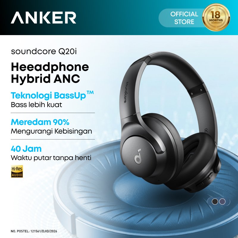 Anker soundcore Q20i Bluetooth Headphones with Mic Hi-Res Hybrid ANC Headset with Noise Cancelling W