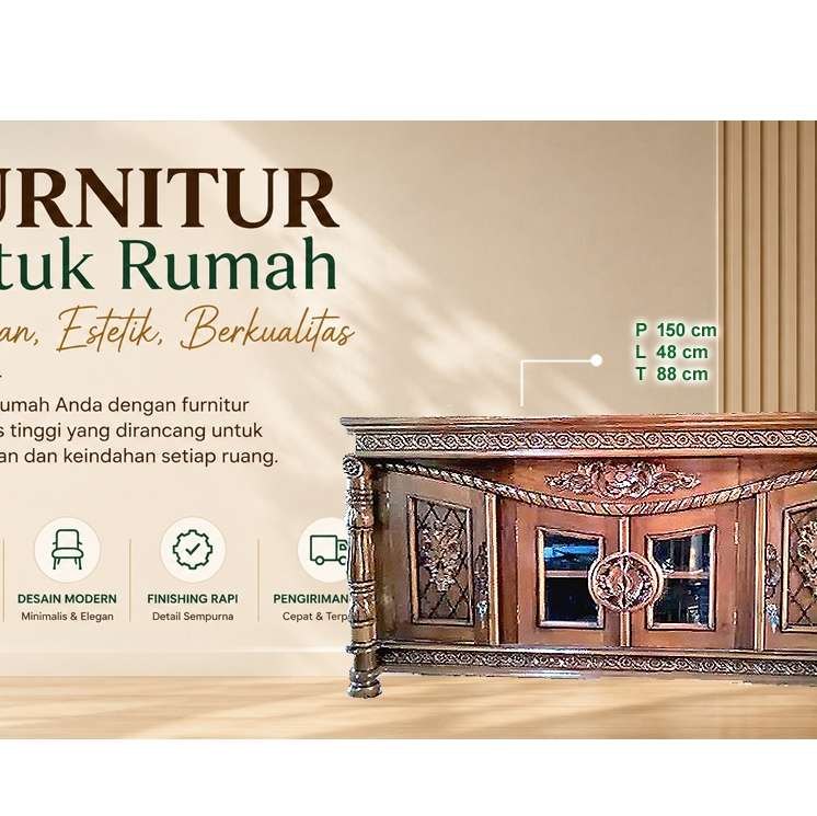 Bufet Roti 150 cm Jati